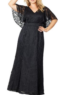 Kiyonna Duchess Lace Evening Gown in Onyx
