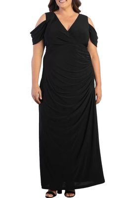 Kiyonna Gala Glam Cold Shoulder Gown in Onyx