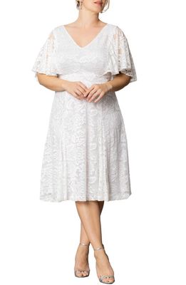 Kiyonna Genevieve Stretch Lace Cocktail Dress in Pearl