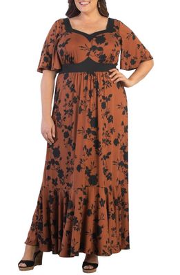 Kiyonna Icon Floral Maxi Dress in Auburn Floral Impressions
