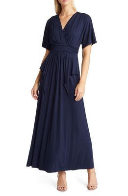 Kiyonna Indie Surplice V-Neck Maxi Dress in Nouveau Navy