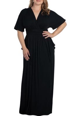 Kiyonna Indie V-Neck Fit & Flare Dress in Black Noir