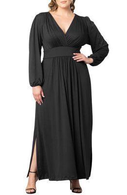 Kiyonna Kelsey Long Sleeve Maxi Dress in Black Noir