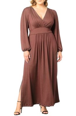 Kiyonna Kelsey Long Sleeve Maxi Dress in Hazelnut