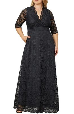 Kiyonna Maria Lace Evening Gown in Onyx