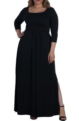 Kiyonna Maya Knit Maxi Dress in Black Noir