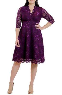 Kiyonna Missy Lace Elbow Sleeve Dress in Berry Bliss