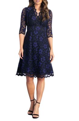 Kiyonna Mon Cherie A-Line Lace Dress in Violet Noir