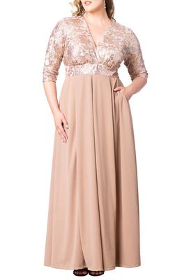 Kiyonna Paris Sequin Bodice Gown in Rose Gold
