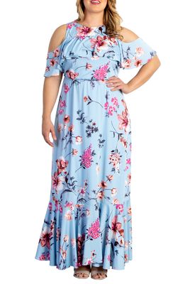 Kiyonna Piper Cold Shoulder Dress in Breezy Blue Florals