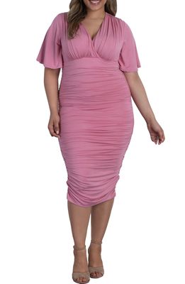 Kiyonna Rumor Ruched Body-Con Dress in Rose Quartz