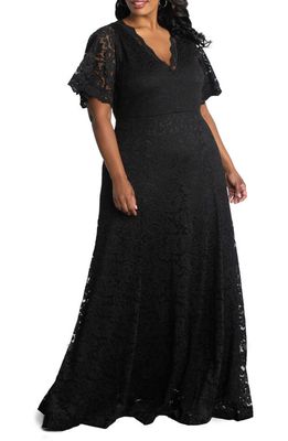 Kiyonna Symphony Lace A-Line Gown in Onyx