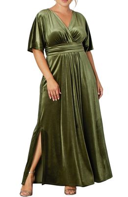 Kiyonna Verona Velvet Gown in Olive