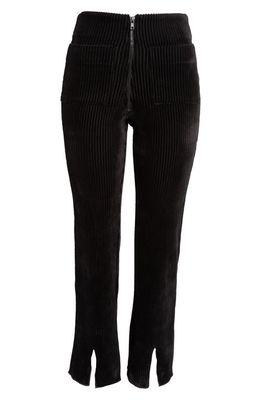 KkCo Canyon Front Slit Corduroy Ankle Pants in Black