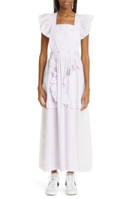 KkCo Lulub Apron Ruffle Cotton Midi Dress in Lilac