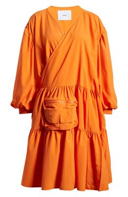 KkCo Puff Sleeve Wrap Dress in Orange
