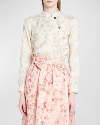 Klara Cherry Blossom Linen Blouse