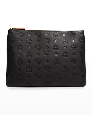 Klara Medium Monogrammed Leather Clutch Bag