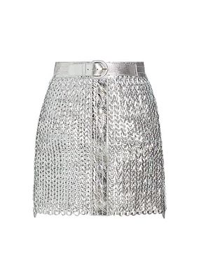 Knight Knit Metallic Leather Miniskirt