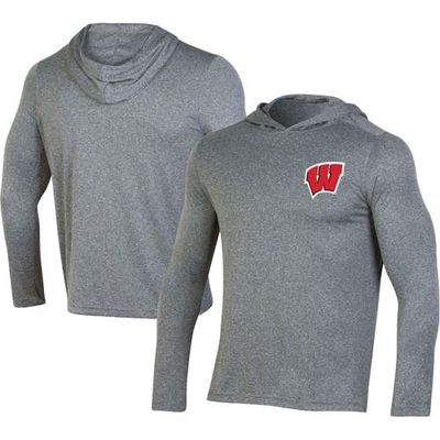 KNIGHTS APPAREL Men's Champion Gray Wisconsin Badgers Hoodie Long Sleeve T-Shirt