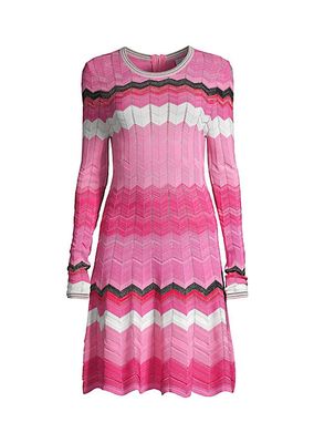 Knit Long-Sleeve Zigzag Dress