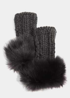Knitted Toscana Shearling Fingerless Gloves