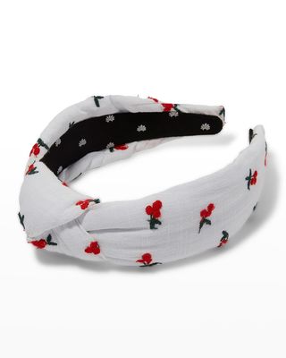 Knot Cherry Embroidered Headband