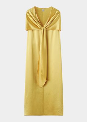 Knot-Detail Cape Maxi Dress