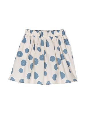 Knot dot-print cotton skirt - Blue