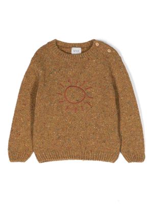Knot embroidered wool-blend jumper - Yellow