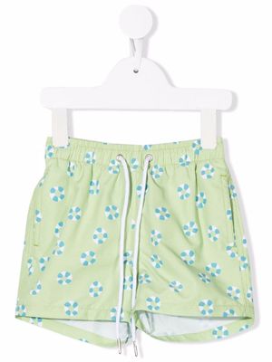 Knot motif print swim short - Green