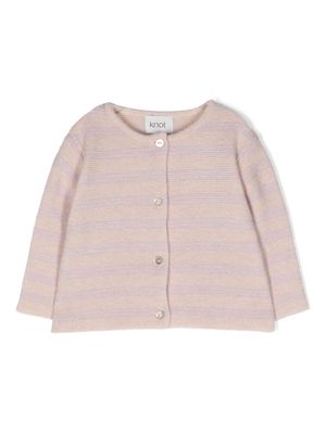 Knot Patty Stripes tricot-knit cardigan - Pink