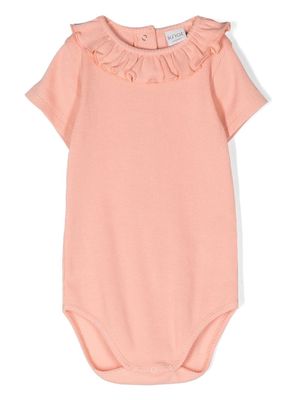 Knot ruffle-collar ribbed-knit body - Pink