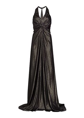 Knotted Chiffon Halter Gown