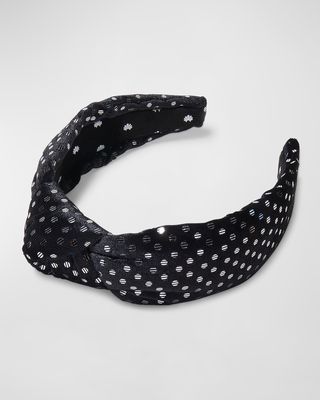Knotted Polka-Dot Velvet Headband