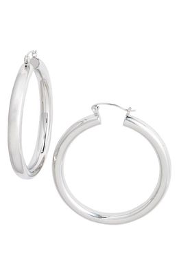 Knotty Classic Tube Hoop Earrings in Rhodium
