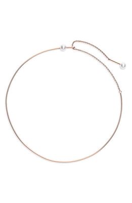 Knotty Imitation Pearl Collar Necklace in Rose Gold