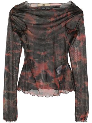 KNWLS abstract-pattern mesh top - Black