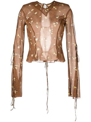 KNWLS floral-print silk blouse - Brown