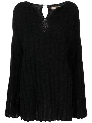 KNWLS keyhole-neck wool-blend minidress - Black