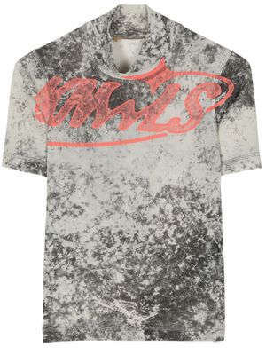 KNWLS logo-print bleached-effect T-shirt - Grey