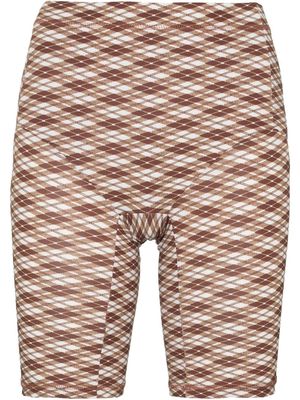 KNWLS patterned high-waisted shorts - Brown