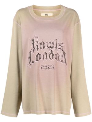 KNWLS text-print distressed T-shirt - Neutrals