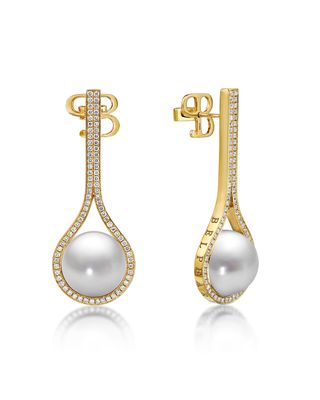 Kobe Drop Pearl & Diamond Earrings