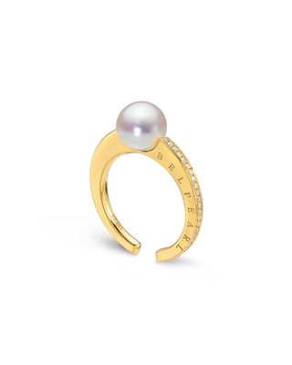 Kobe Slim Pearl & Channel-Set Diamond Ring