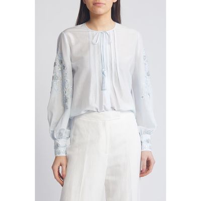 KOBI HALPERIN Acacia Embroidered Sequin Top in Ice