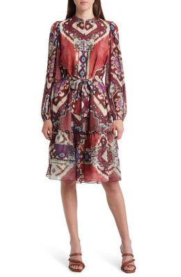 KOBI HALPERIN Candace Portofino Print Long Sleeve Dress in Beet Multi