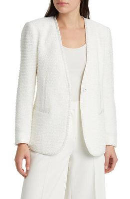 KOBI HALPERIN Collarless Tweed Jacket in Ivory
