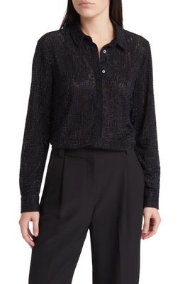 KOBI HALPERIN Embellished Lace Button-Up Shirt in Black