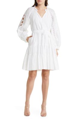 KOBI HALPERIN Jordi Cotton & Silk Voile A-Line Dress in White